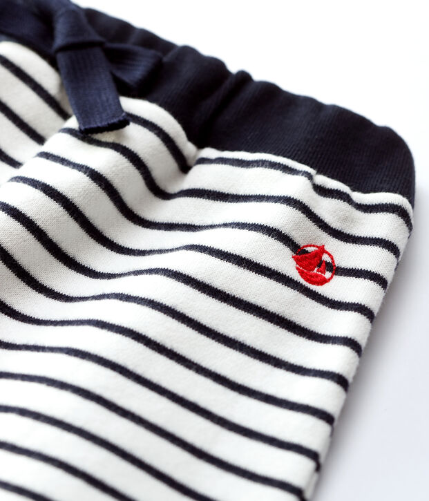 Pantalon en molleton b&eacute;b&eacute;. blanc/bleu